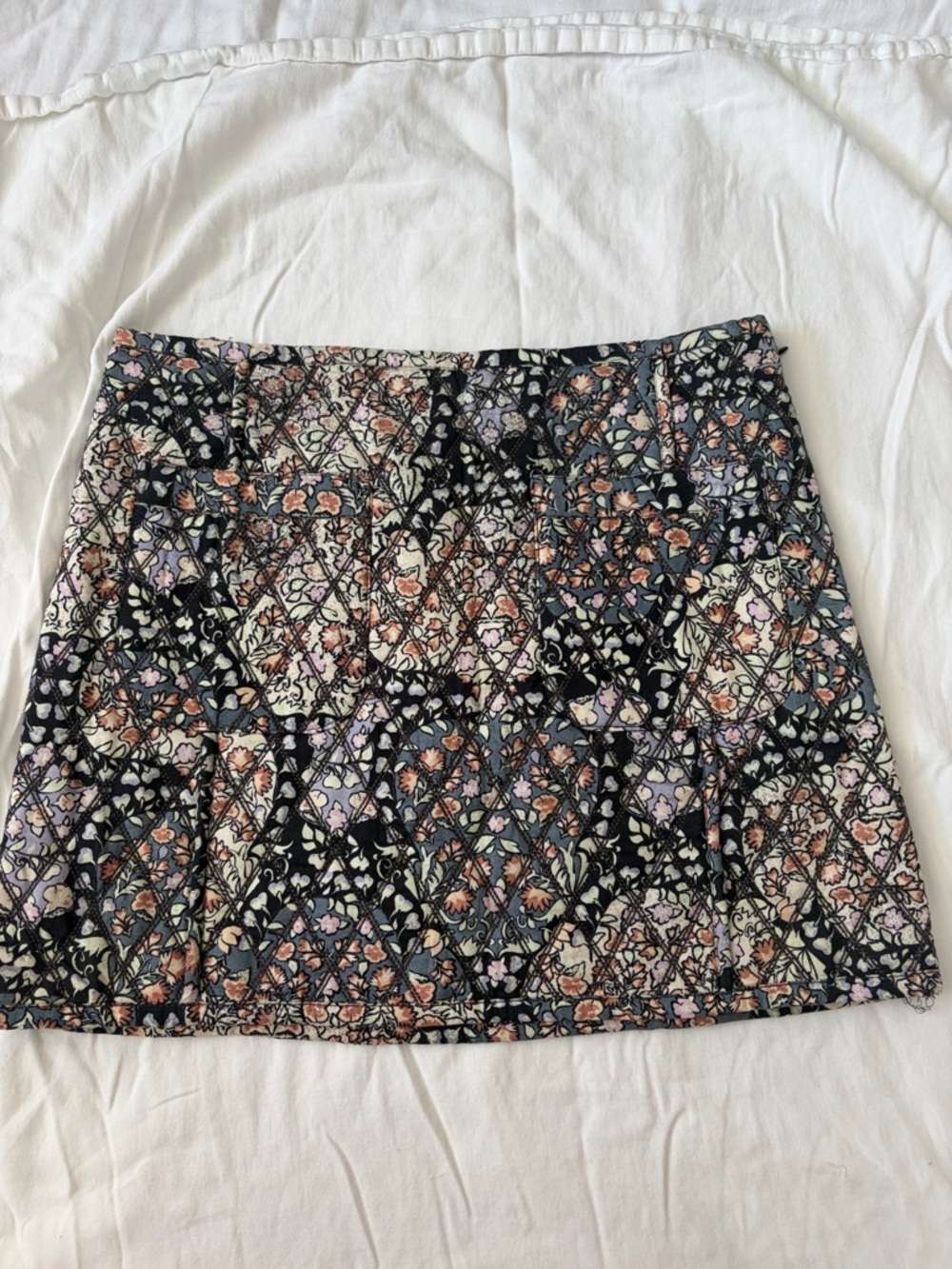 Free People Floral Quilted Skirt - Black Multi